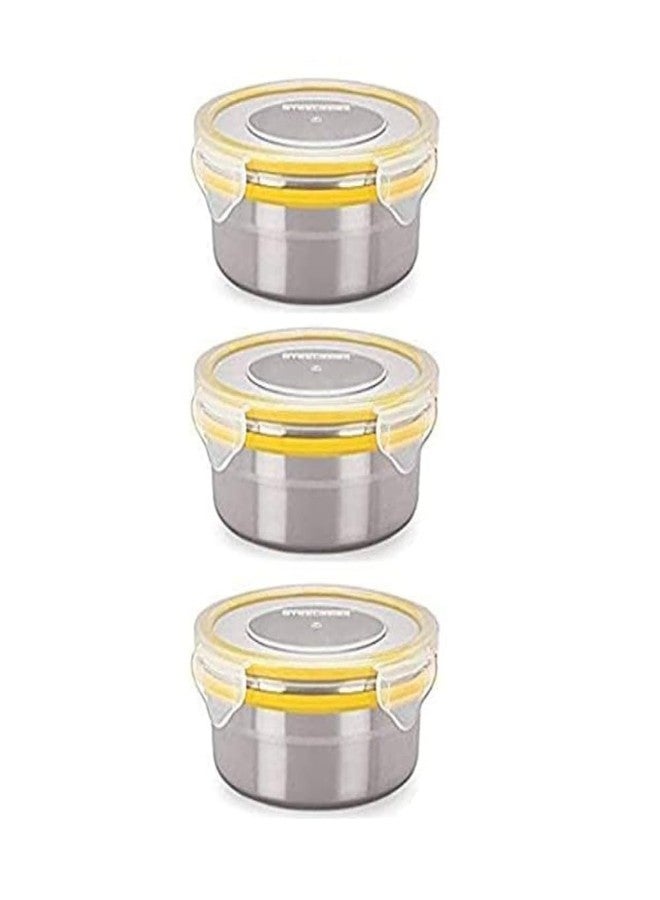 Sensimon Stainless Steel Airtight Round Container with Leak Proof Lid | BPA Free Food Storage Lunch Box for Office College School Home Travel | 280 ml Capacity Tiffin Box | Set of 3 - Image 1
